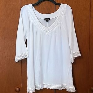 Cal Style Womens white 100% cotton tunic top Sz L